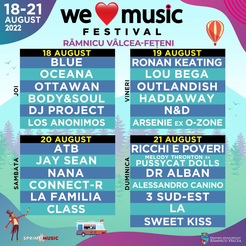 We Love Music Festival 2022 – Lineup-ul pe zile și bilete disponibile  pentru fiecare zi de festival
