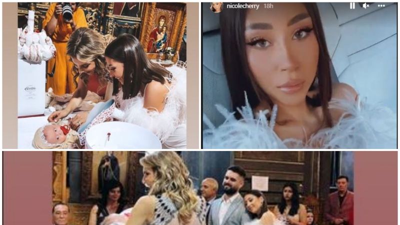 Imagini de la botezul Anastasiei, fiica lui Nicole Cheery și a lui Florin Popa