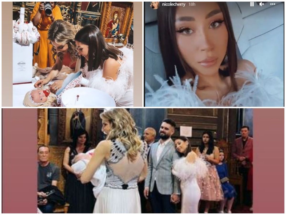 Imagini de la botezul Anastasiei, fiica lui Nicole Cheery și a lui Florin Popa