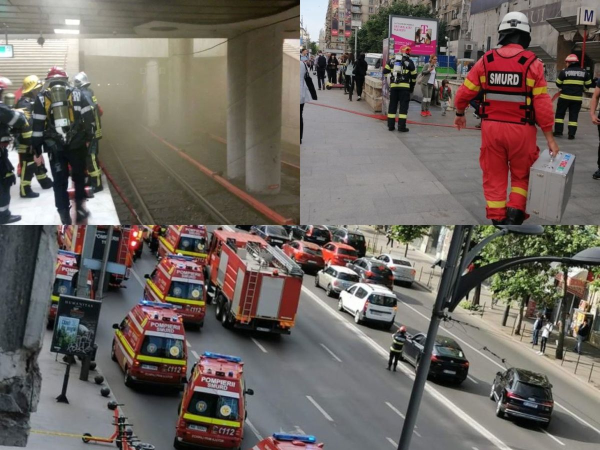 O garnitură a luat foc între stația Piața Romană și Piața Universității