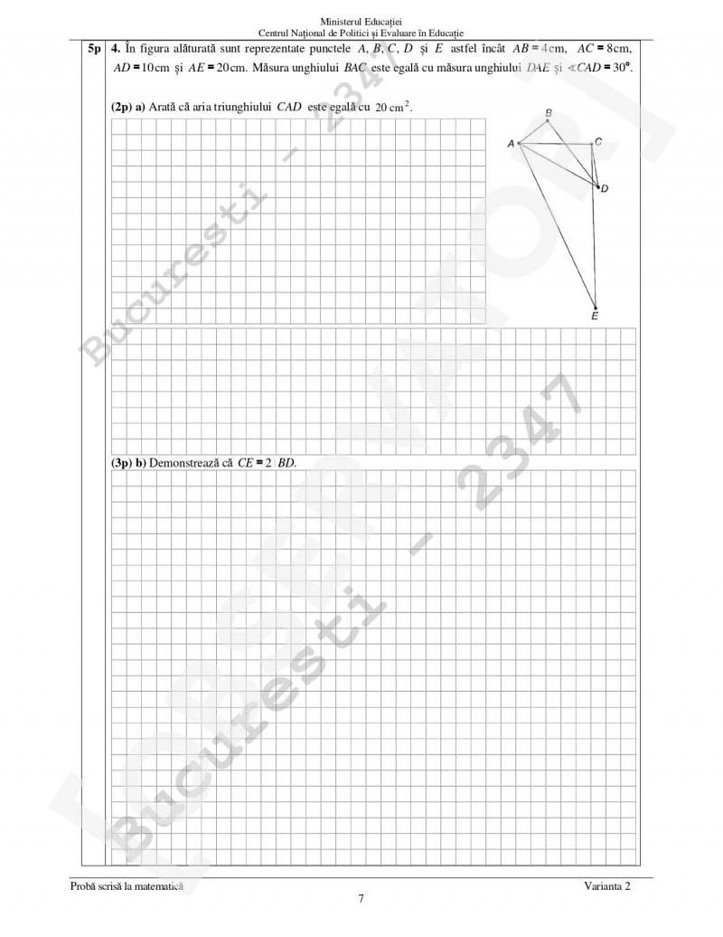 ​Evaluarea Națională 2022! Ce subiecte au primit elevii de clasa a 8-a la matematică