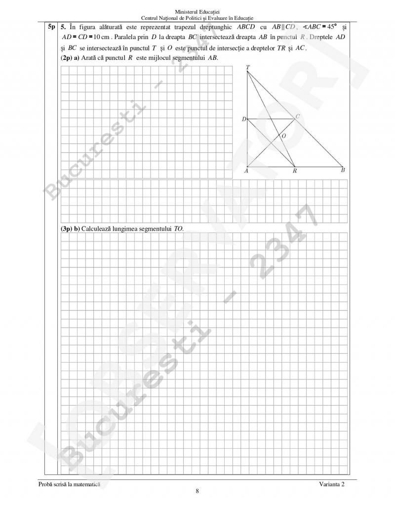 ​Evaluarea Națională 2022! Ce subiecte au primit elevii de clasa a 8-a la matematică