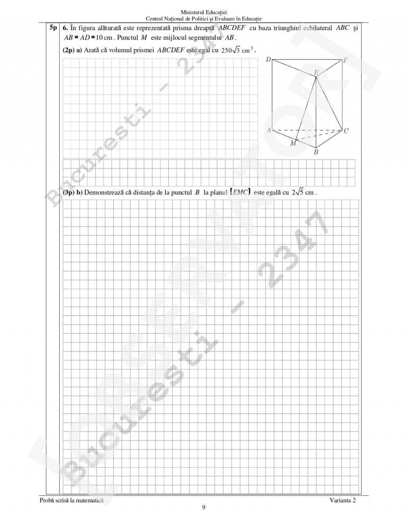 ​Evaluarea Națională 2022! Ce subiecte au primit elevii de clasa a 8-a la matematică