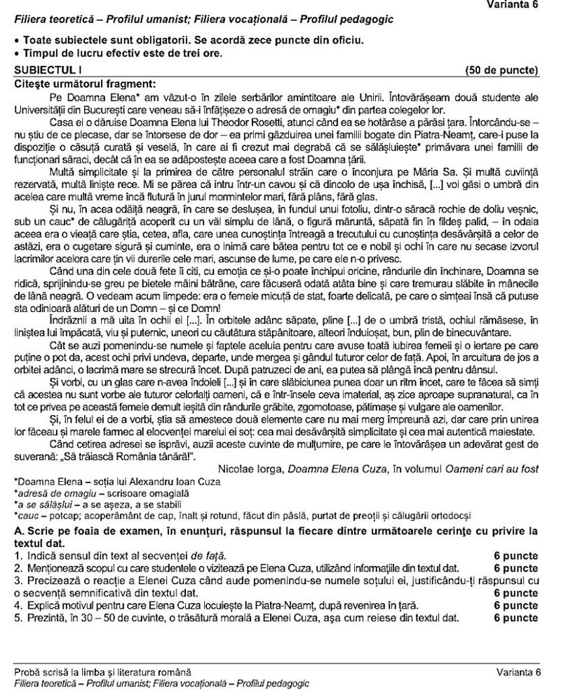 Bacalaureat 2022! Ce subiecte au avut de rezolvat liceeni la limba română