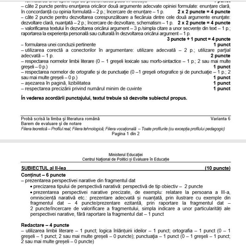 Bacalaureat 2022! Baremul la limba română a fost publicat