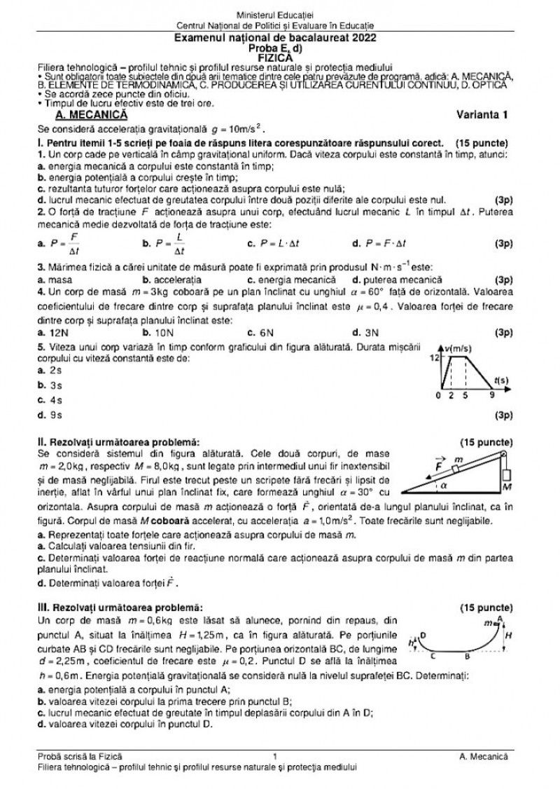  Bacalaureat 2022! Ce subiecte au avut de rezolvat liceenii la Fizică, Geografie și Biologie 