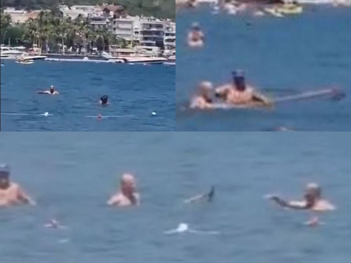 Rechin alungat cu mopul pe o plajă din Turcia