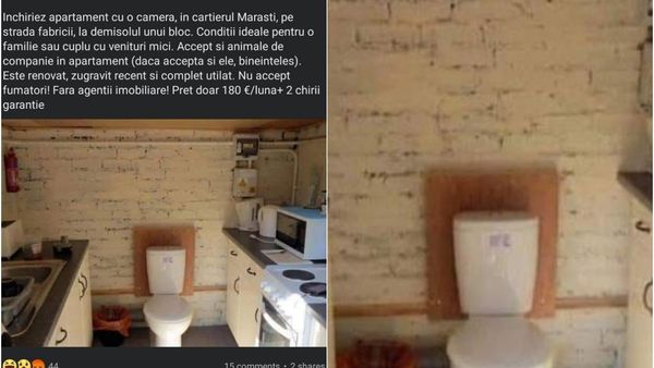 O nouă garsonieră de închiriat în Cluj, cu WC-ul în bucătărie, a stârnit reacții pe internet. Anunțul proprietarului: „Condiții ideale pentru o familie”