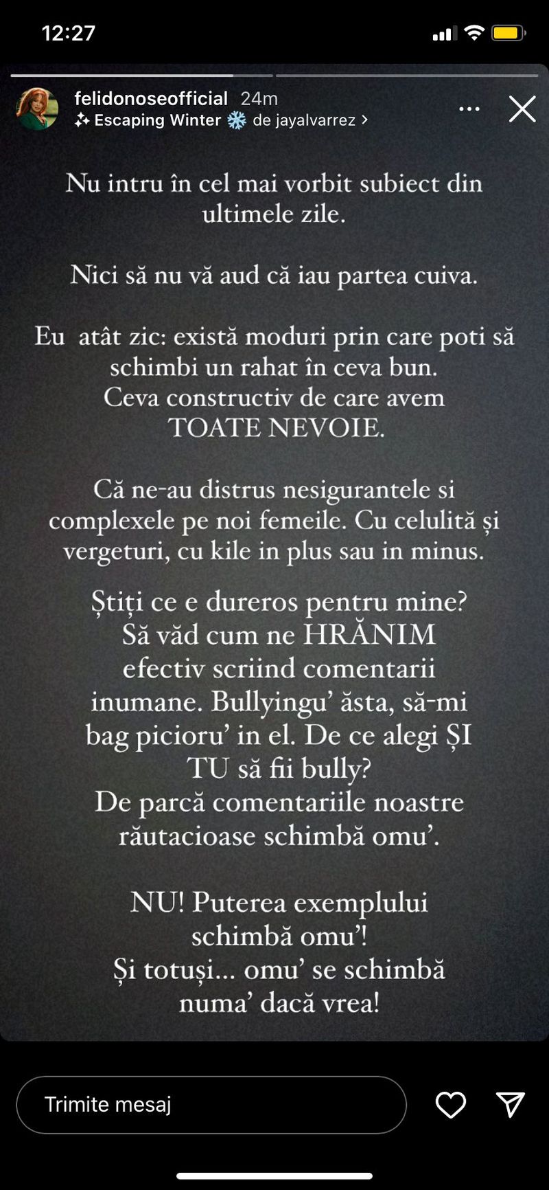 Feli reacționează în scandalul cu George Buhnici: „De ce să alegi și tu să fii bully?”