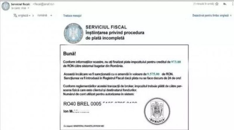 O  nouă ţeapă în numele ANAF