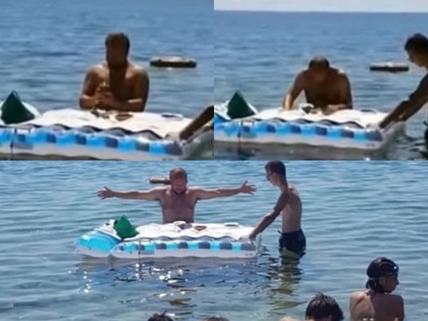 Dimineața Nebună: Un preot &icirc;n slip a celebrat o slujbă &icirc;n mare, pe o saltea gonflabilă: &bdquo;&Icirc;mi cer scuze cu umilință&rdquo; - VIDEO