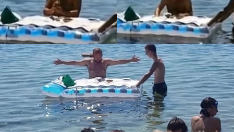 Dimineața Nebună: Un preot &icirc;n slip a celebrat o slujbă &icirc;n mare, pe o saltea gonflabilă: &bdquo;&Icirc;mi cer scuze cu umilință&rdquo; - VIDEO
