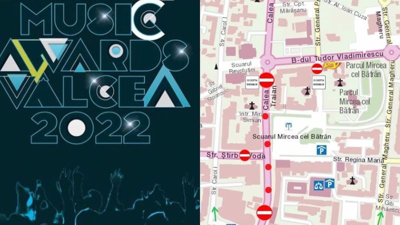 Romanian Music Awards 2022:  &Icirc;n perioada 17- 25 septembrie, restricții de circulație &icirc;n zona centrală din R&acirc;mnicu V&acirc;lcea