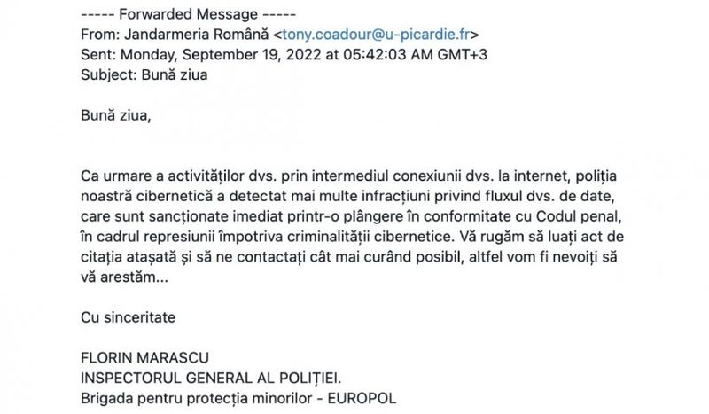 Jandarmeria Română le atrage atenția oamenilor asupra unor mesaje false trimise în numele instituției. 