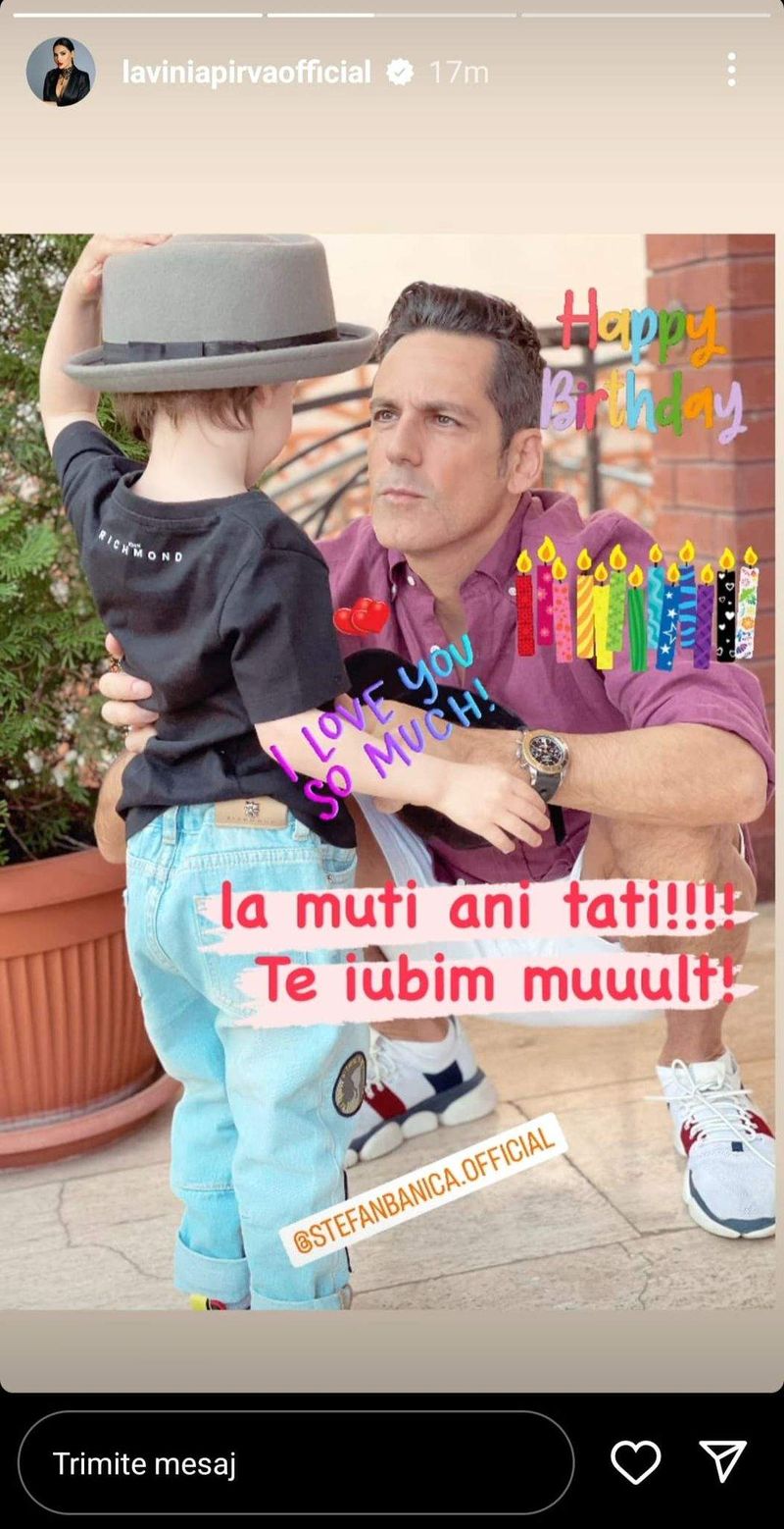 Ștefan Bănică Jr. și-a sărbătorit ziua de naștere. Ce mesaj i-a transmis Lavinia Pîrva?