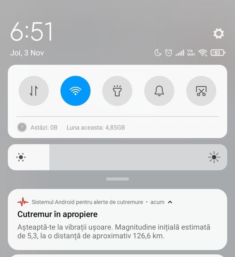 notificare de alertă seism