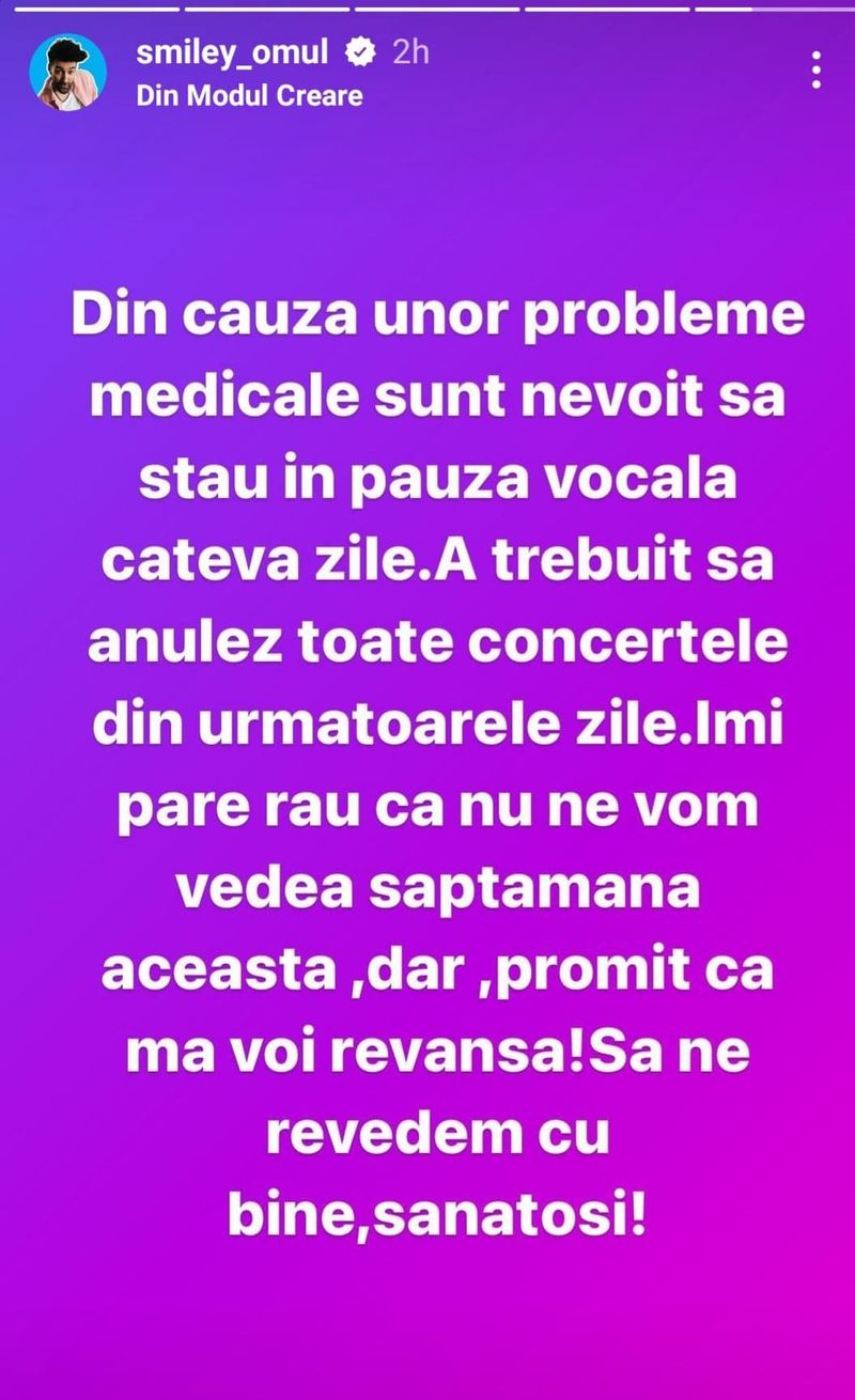 Smiley, decizie radicală după ce a rămas fără voce