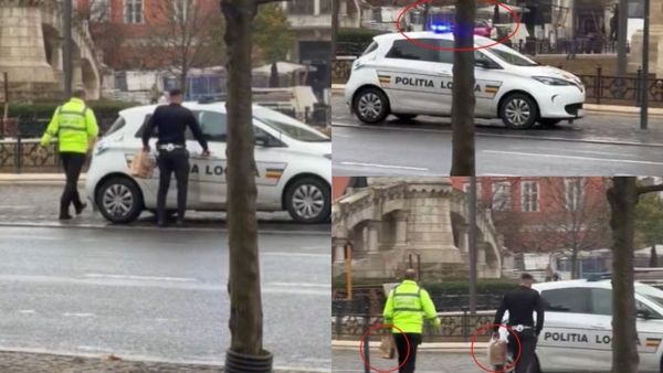 Dimineața Nebună: Doi polițiști au pornit girofarul mașinii ca să parcheze ilegal pe trotuar. Nu se aflau într-o intervenție, doar le era poftă de fast-food -  AUDIO