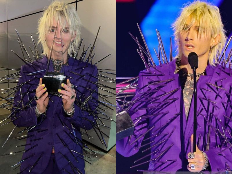 Machine Gun Kelly, apariție controversată la American Music Awards: „De ce MGK este îmbrăcat precum un arici de mare?”