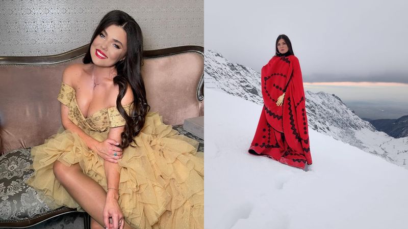 Paula Seling va lansa un nou colind! Artista a &icirc;ndurat un frig de -9 &deg;C doar &icirc;ntr-o rochie roșie foarte elegantă și decoltată