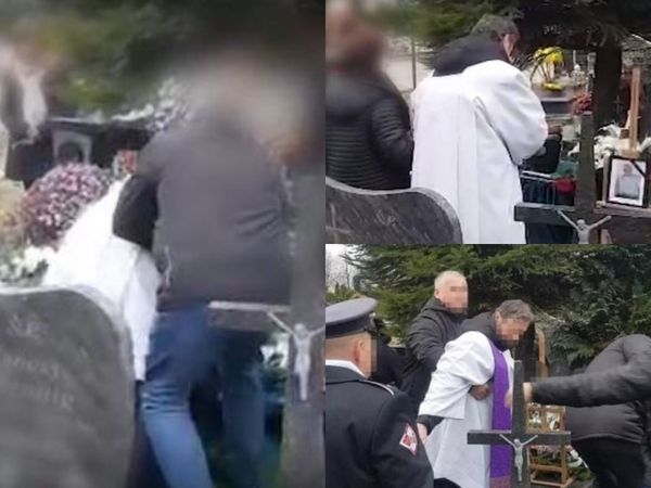 VIDEO: Un preot beat a căzut peste morm&acirc;nt &icirc;n timp ce ținea slujba de &icirc;nmorm&acirc;ntare: &rdquo;Nu a putut să spună o rugăciune pentru tatăl meu&rdquo;