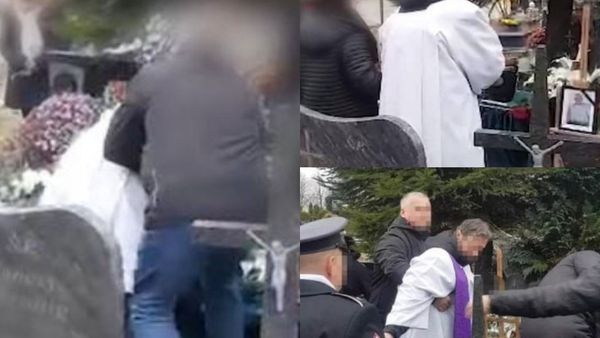 VIDEO: Un preot beat a căzut peste mormânt în timp ce ținea slujba de înmormântare: ”Nu a putut să spună o rugăciune pentru tatăl meu”
