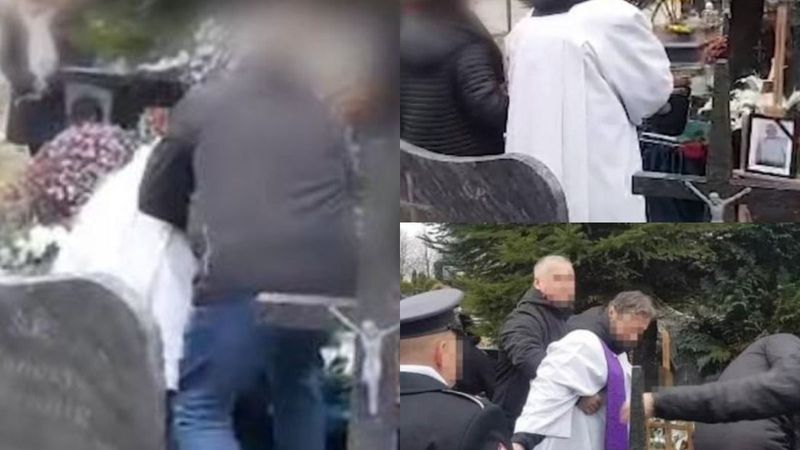 VIDEO: Un preot beat a căzut peste morm&acirc;nt &icirc;n timp ce ținea slujba de &icirc;nmorm&acirc;ntare: &rdquo;Nu a putut să spună o rugăciune pentru tatăl meu&rdquo;