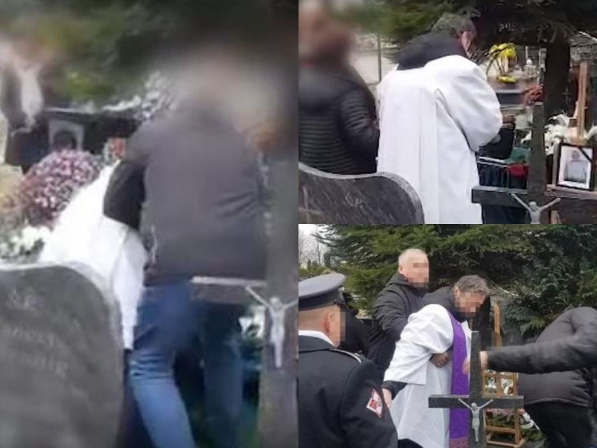 Un preot beat a căzut peste mormânt