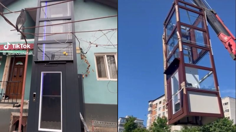 Un rom&acirc;n a devenit viral după ce și-a montat un lift acasă. Videoclipurile au st&acirc;rnit reacții controversate: &rdquo;Am lift, dar c&acirc;nd mă grăbesc o iau pe scări&rdquo;