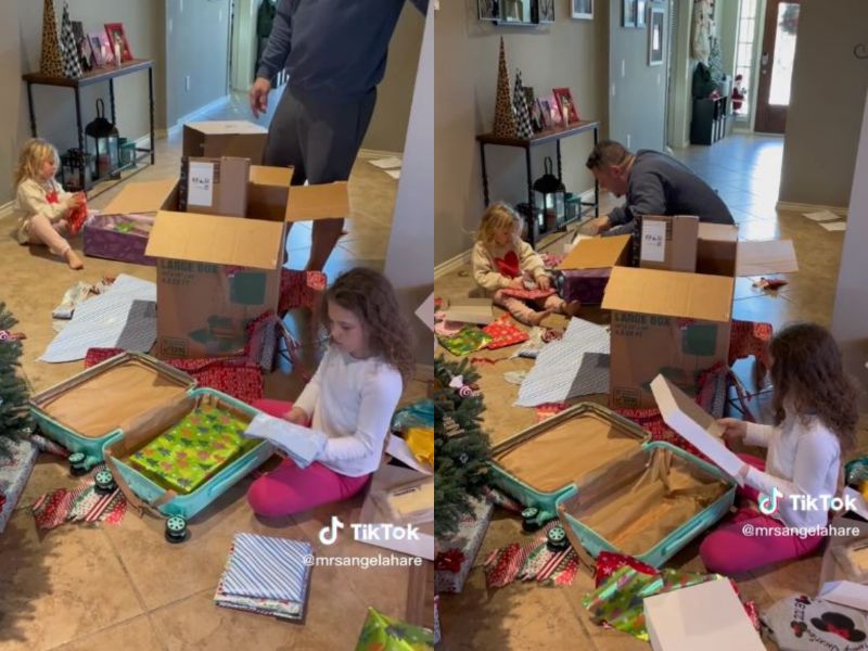 O fetiță, reacție virală când a primit cadou de Crăciun o valiză. Nu i-a plăcut cadoul primit, însă nu știa că înăuntru e o mare surpriză