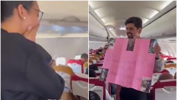 Cererea în căsătorie care a devenit virală. O tânără s-a urcat la bordul unui avion fără să știe că acolo se afla iubitul ei