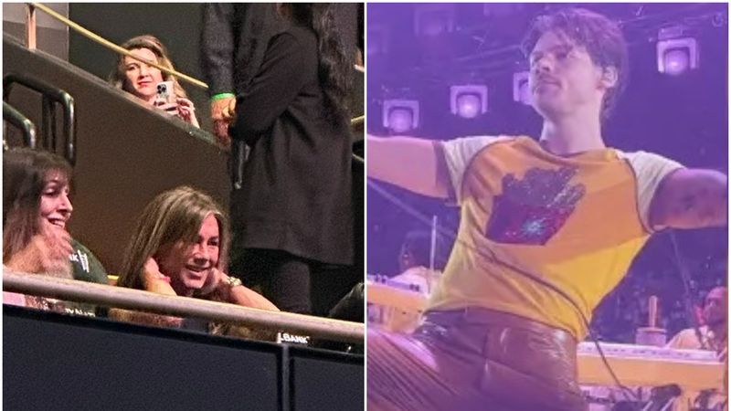 Moment jenant pentru Harry Styles in momentul cand i se crapa pantalonii in fata lui Jennifer Aniston
