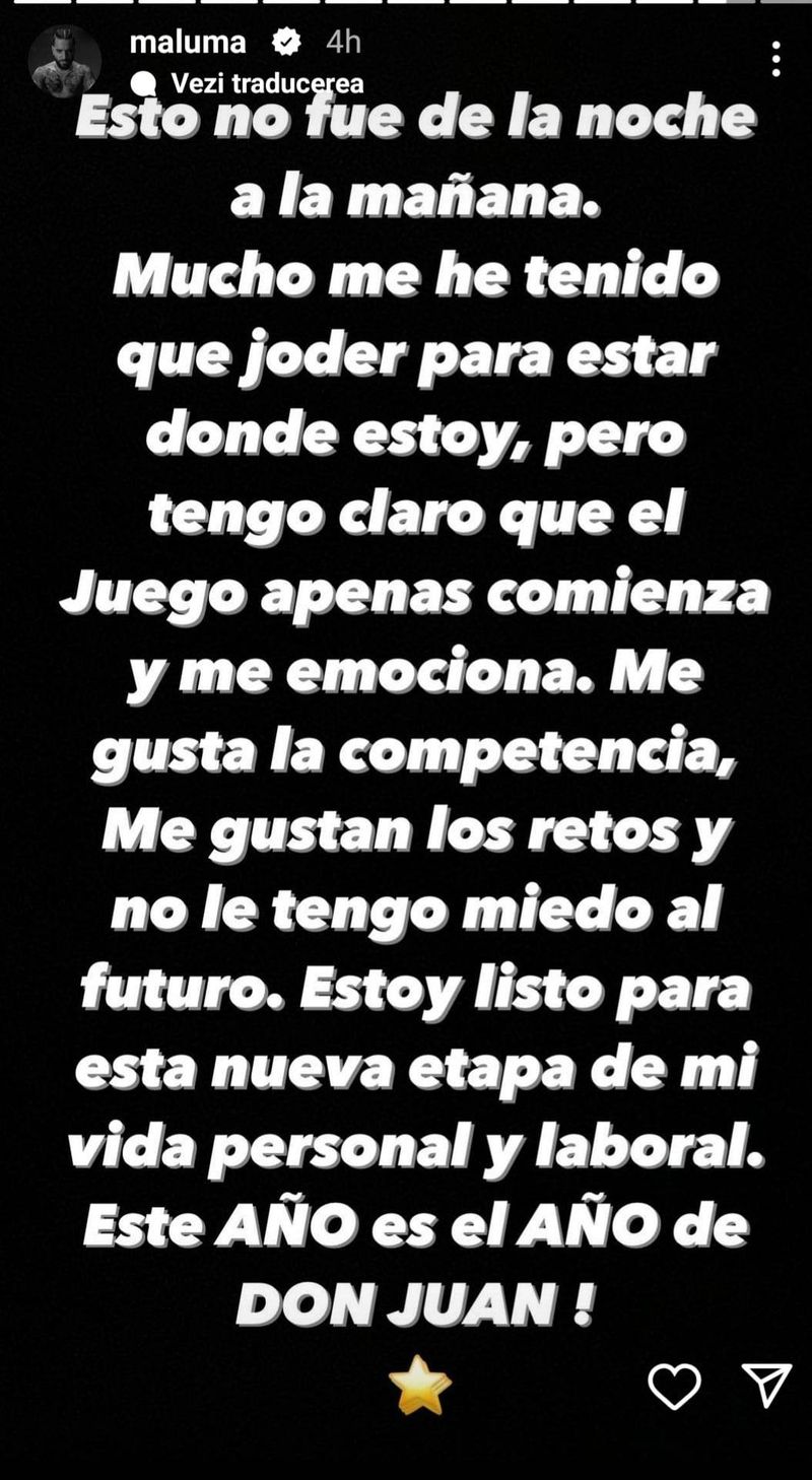 Mesajul postat de Maluma