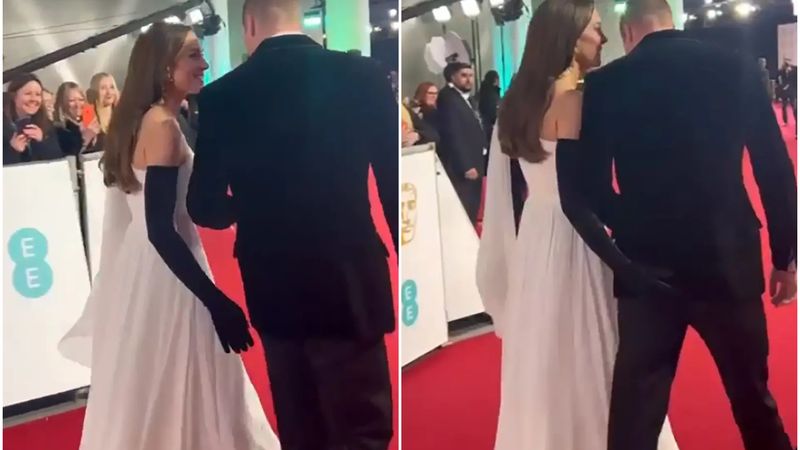 Ce i-ar fi soptit Ducesa Kate la ureche Printului William pe covorul rosu de la Premiile Bafta 2023 inainte sa ii dea o palma peste fund