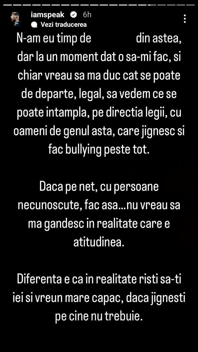 Speak, mesaj dur pentru cei care l-au criticat