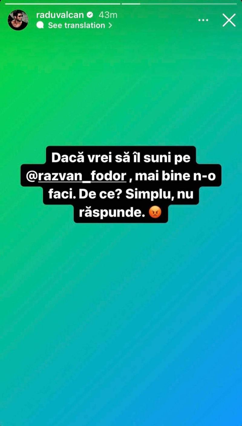  mesajul transmis de Radu Vâlcan.