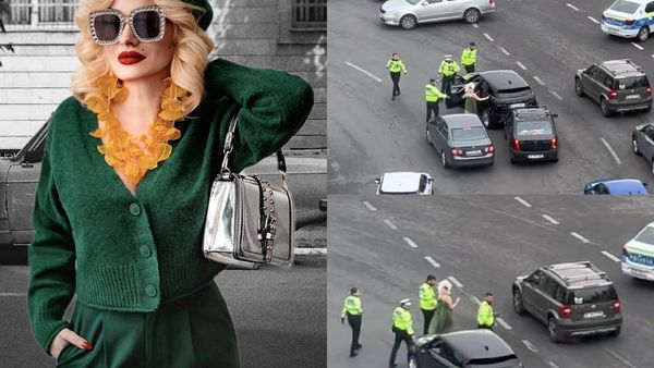 Imagini surprinse cu momentul în care polițiștii o opresc în trafic pe Ana Morodan. Vedeta pare să aibă un comportament total ieșit din comun - VIDEO