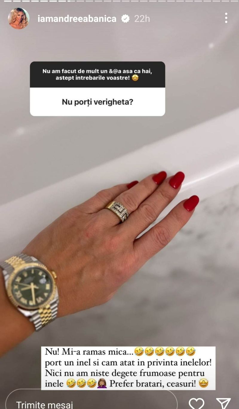 Motivul pentru care Andreea Bănică nu poartă verigheta