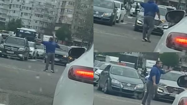 Un șofer din Constanța, moment neașteptat într-o intersecție. Bărbatul a decis să ia măsuri și să coordoneze singur traficul, când și-a dat seama că semafoarele nu funcționază - VIDEO