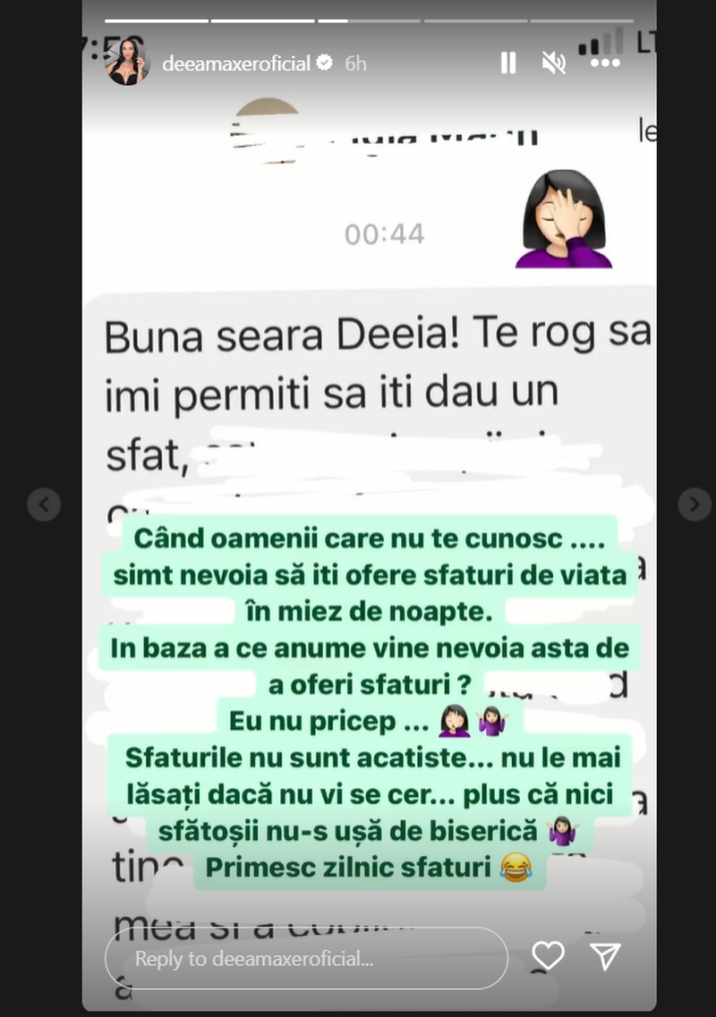 Cum le răspunde Deea Maxer celor care îi dau sfaturi