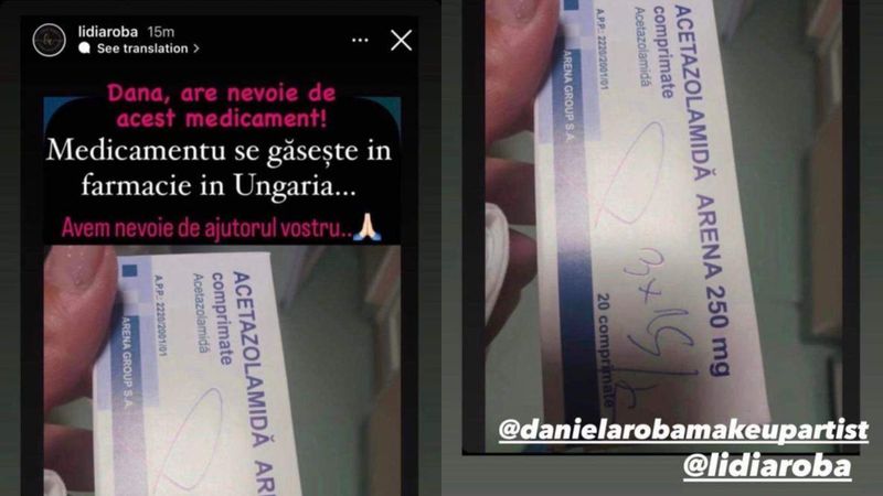 Dana Roba  are nevoie de medicamentul acetazolamidă arena