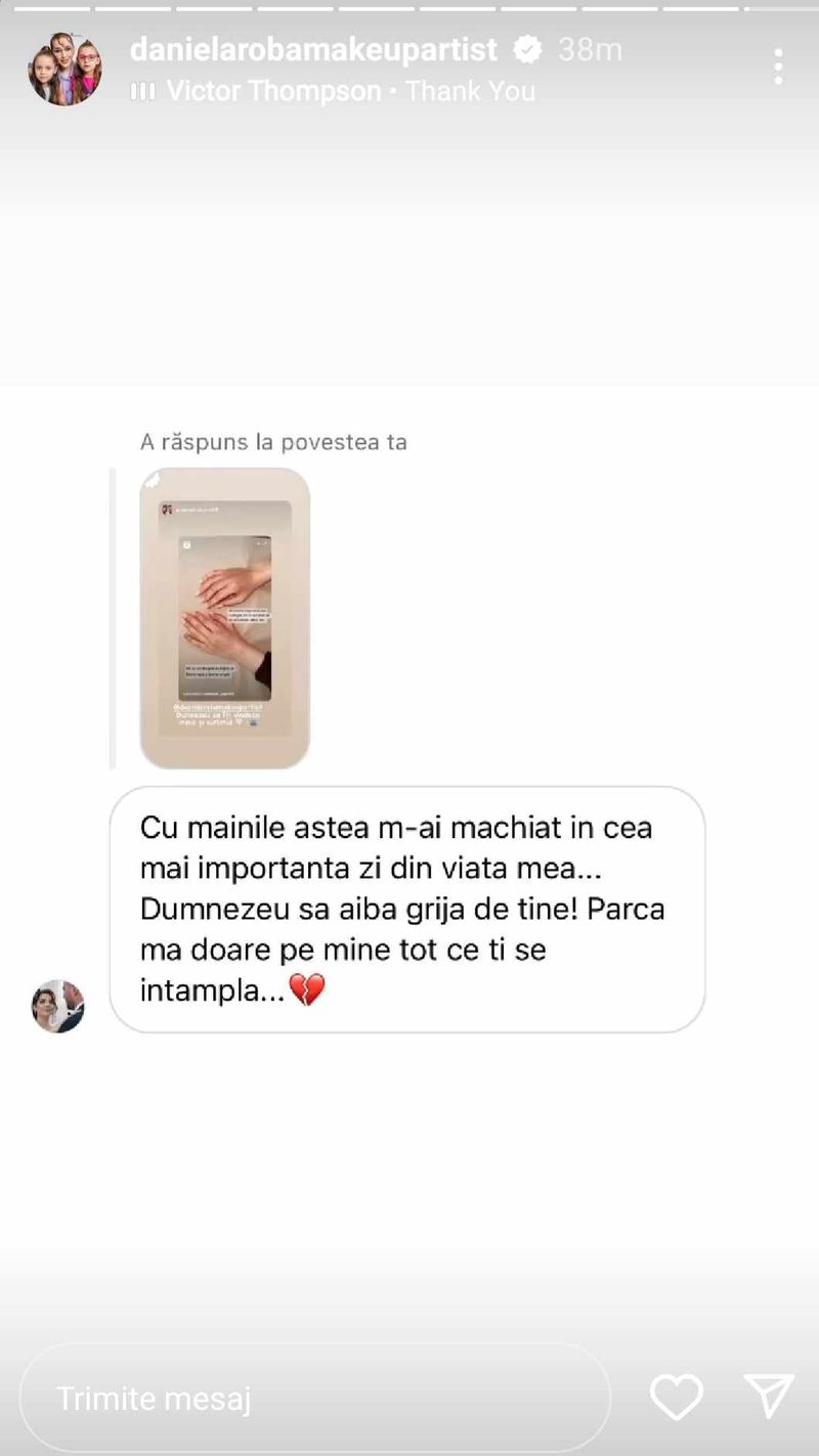 Mesajul primit de Dana Roba