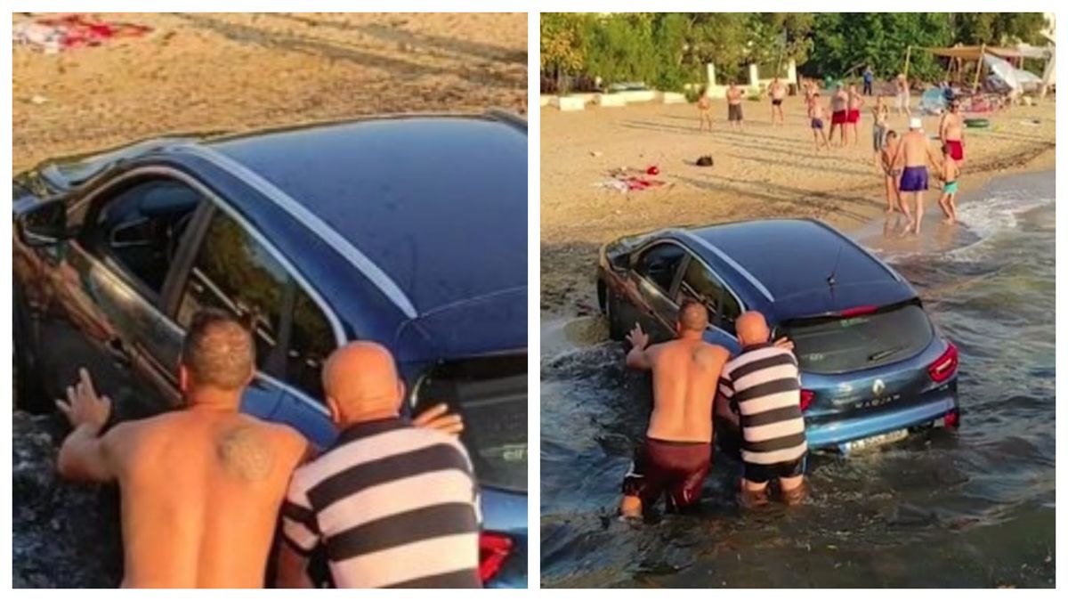 Maşina unui rom&acirc;n a ajuns &icirc;n Marea Mediterană, după ce şoferul a uitat să tragă fr&acirc;na de m&acirc;nă