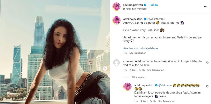 Cum a fost criticata Adelina Pestritu pe Instagram
