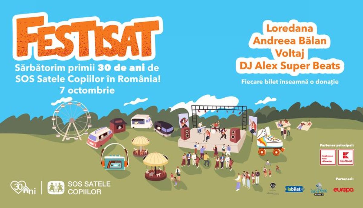FestiSAT, cel mai mare festival caritabil, ce marchează 30 de ani de activitate SOS Satele copiilor, are loc pe 7 octombrie