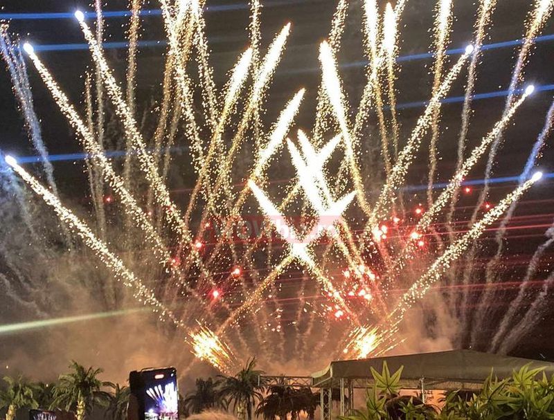 Imagini spectaculoase cu focul de artificii și tortul de 8 etaje de la nunta lui Bursucu cu Andreea