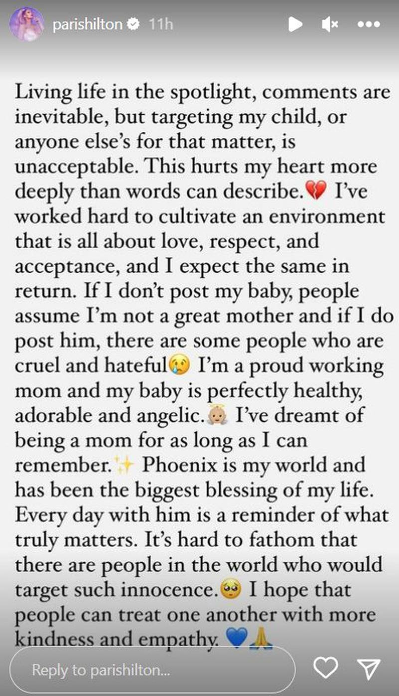  Paris Hilton, mesaj dur pentru cei care au glumit pe seama capului fiului său