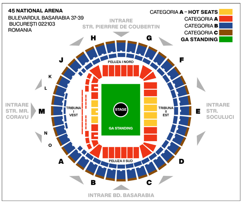 Hartă bilete concert Ed Sheeran 2024