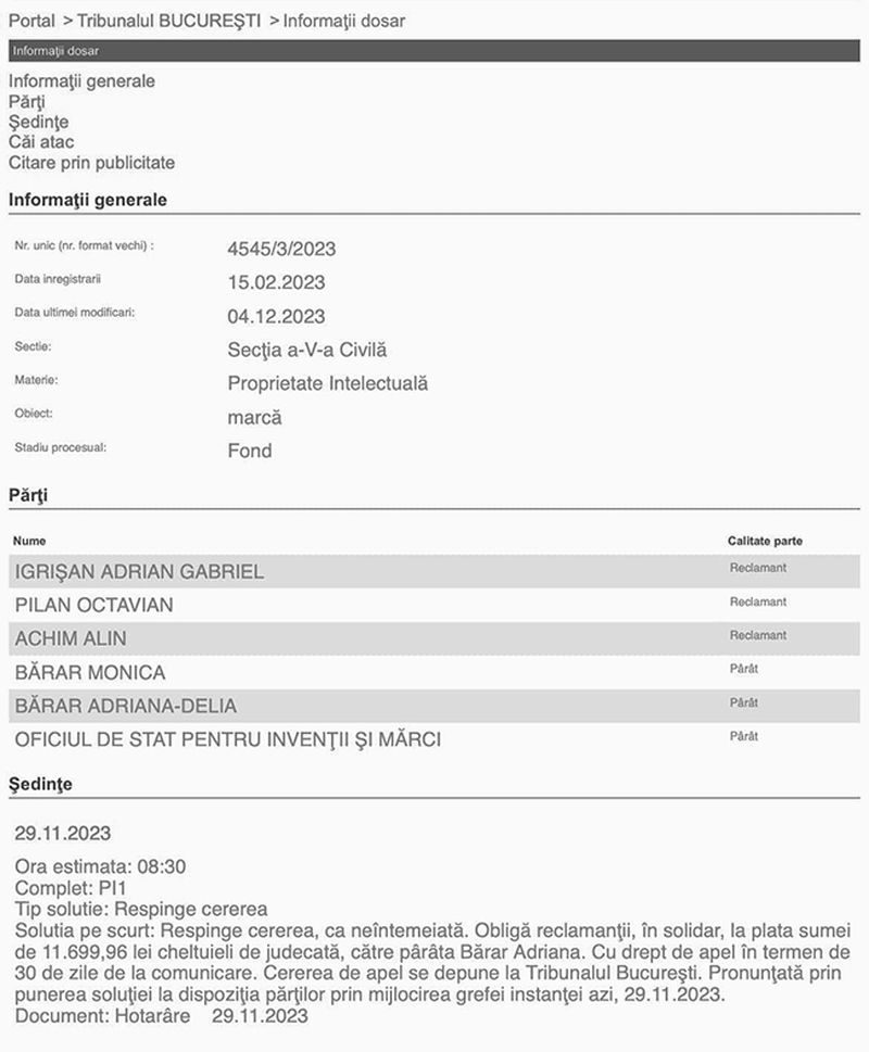 Proces între membrii trupei Cargo și familia regretatului lider Adi Bărar