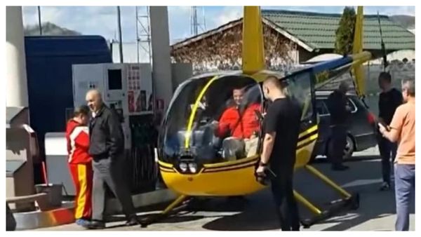 Cine este bărbatul care a aterizat cu elicopterul la benzinărie ca să alimenteze: ”A băgat GPL de 50 lei”
